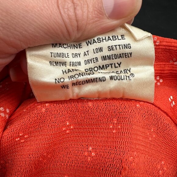 Vintage Polka Dot Blouse Koret Of California Orange Pockets Womens Union Made - Picture 5 of 8